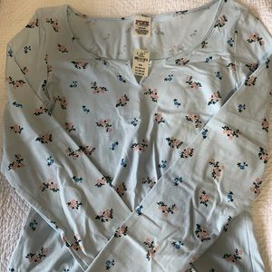 PINK long sleeve flower print bodysuit